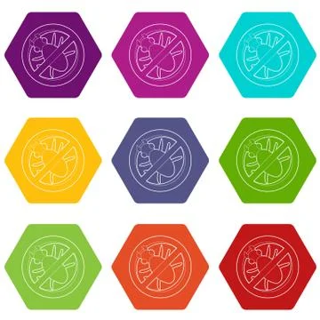 Stop computer virus sign icons set 9 イラスト素材
