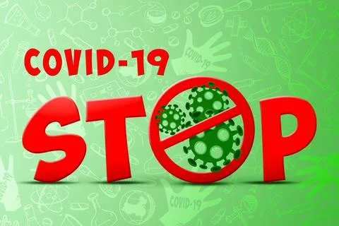 Stop corona virus background, pandemic risk concept. 3D illustration Illustration