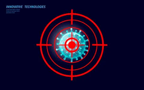 Stop coronavirus 3D low poly render. Laboratory analysis infection virus Stock Illustration