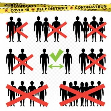 Stop coronavirus and keep distance sign symbol Stock Illustration