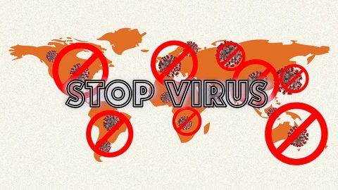 Stop coronavirus COVID-19 spread around the world Stock Footage 128179380