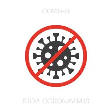 STOP CORONAVIRUS icon. Simple, flat, black and red virus icon. Vector Stock Illustration