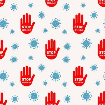 STOP coronavirus seamless pattern. Dangerous chinese ncov corona virus, SARS Stock Illustration