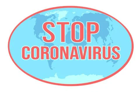 Stop coronavirus text on earth map logo. Global Coronavirus outbreak danger Stock Illustration