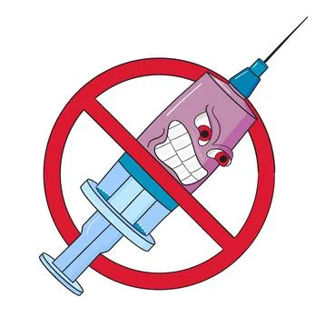 Stop coronavirus vaccination vector. Anti -vaccinator protest Stock Illustration