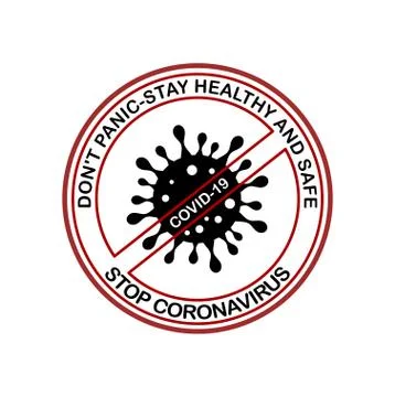 Stop coronavirus vector black and red white emblem sign design.Covid-19. Stock Illustration