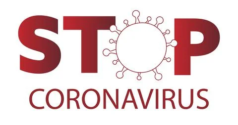 Stop CORONAVIRUS vector, red writing on white background. COVID-19 vaccination. Stock Illustration