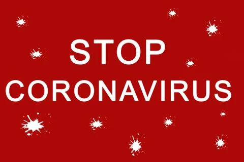 Stop coronavirus words on red background Stock Illustration