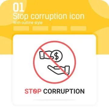 Stop corruption premium icon with thin outline style イラスト素材