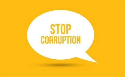 Stop corruption speech bubble vector illustration. Communication speech bub.. Stock Illustration