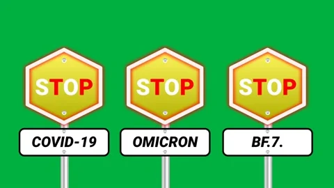 Stop covid, omicron and bf.7 variant traffic signal Stock Footage 229537774