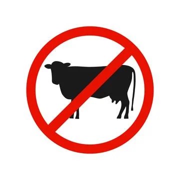 Stop cow red vector forbidden sign isolated on white background. Stock Illustration