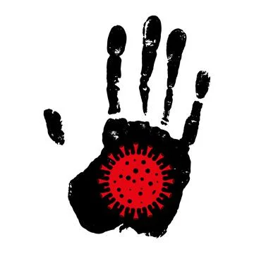Stop the crown virus. Hand concept with virus symbol. Stop sign and symbol Co Stock Illustration