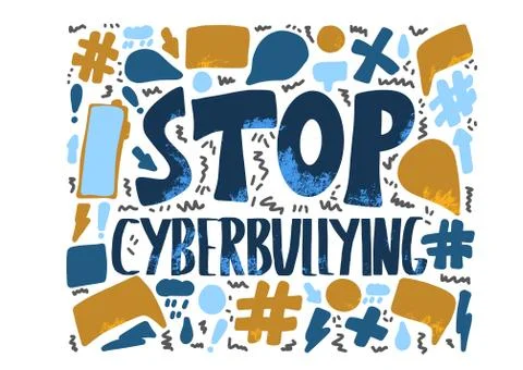 Stop cyberbullying message with design elements. Vector stylized text. Stock Illustration