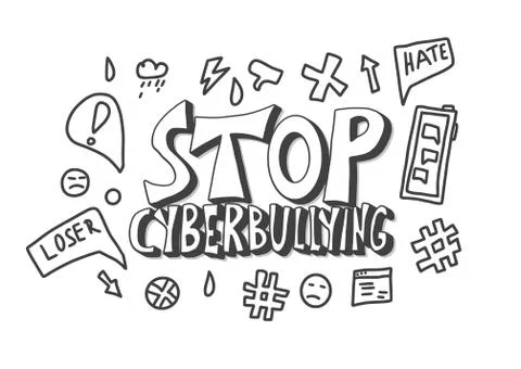 Stop cyberbullying message with design elements. Vector text about internet h Stock Illustration