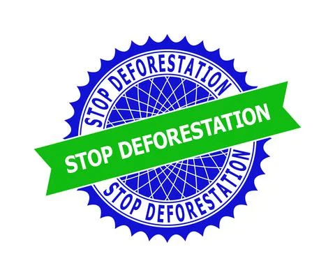STOP DEFORESTATION Bicolor Clean Rosette Template for Stamps Stock Illustration