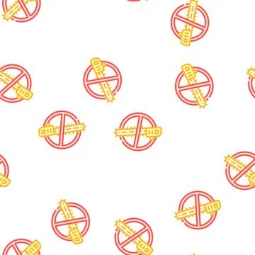 Stop deforestation, crossed out chainsaw vector seamless pattern Stockillustratie