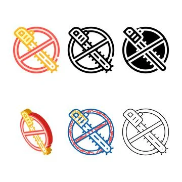 Stop deforestation, crossed out chainsaw color icon vector minimal Stock Illustration