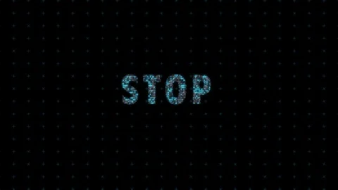 Stop, digital animation with binary code, computational operation, text from Stock Footage 105752876