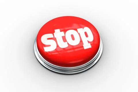 Stop on digitally generated red push button Stock Illustration
