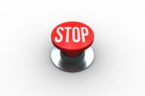 Stop on digitally generated red push button Stock Illustration
