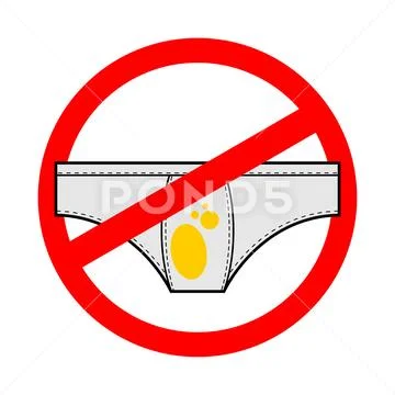 Stop dirty underwear. filthy underclothes is forbidden. Red prohibition sign Stock Illustration