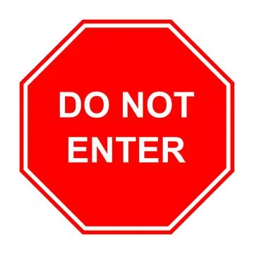 Stop. Do not enter. Red shape road sign board Stock Illustration