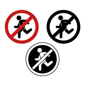 Stop Do Not Run Signs. Prohibitory Road Signs. Red, Black, and White Vector.. Illustrazione stock