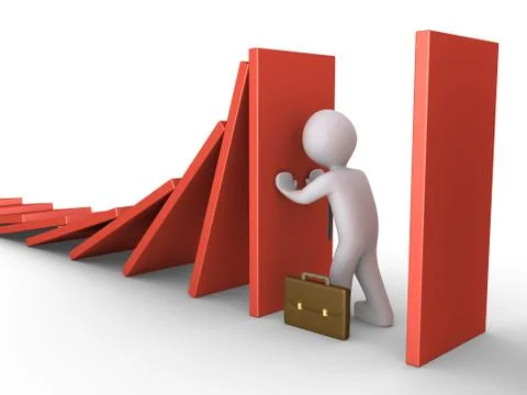 Stop the domino effect Stock Illustration