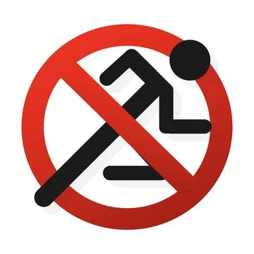 Stop, don't run. No running or jumping icon. Running is prohibited. Vector .. Stock Illustration