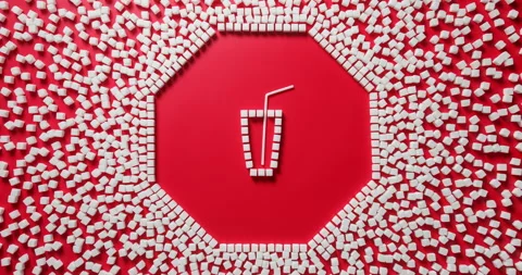 Stop drink too much soda concept flat lay stop motion animation Stock Footage 228681191