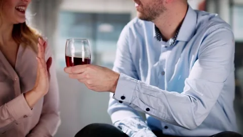 Stop Drinking Alcohol. Refuse Glass Of Whisky Stock Footage 264921711