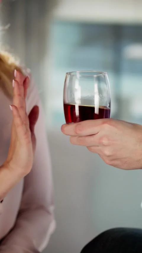 Stop Drinking Alcohol. Refuse Glass Of Whisky Stock Footage 264925345
