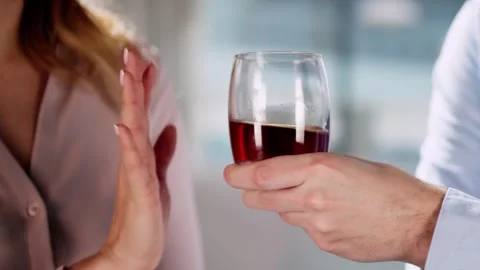 Stop Drinking Alcohol. Refuse Glass Of Whisky Stock Footage 267285333