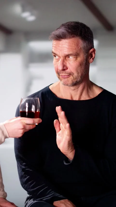 Stop Drinking Alcohol. Refuse Glass Of Whisky Stock Footage 267293785