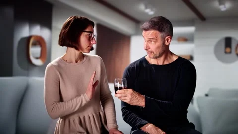 Stop Drinking Alcohol. Refuse Glass Of Whisky Stock Footage 269476217