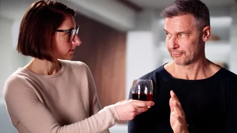 Stop Drinking Alcohol. Refuse Glass Of Whisky Stock Footage 269477469