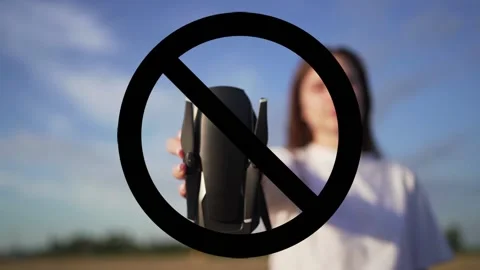 Stop drone flight. No-fly zone. Legislative regulation of drones Video stock 136659273