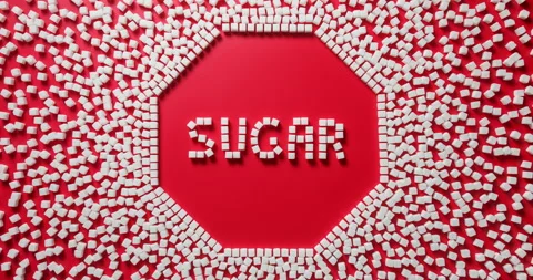 Stop eat too much refined sugar concept stop motion animation Stock Footage 228681009