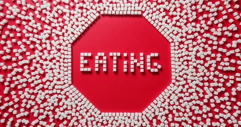 Stop eating sugar flat lay concept animation Video stock 228681687