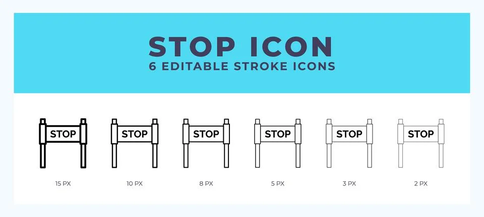 Stop editable line icon. Vector illustration with different stroke. Stock Illustration