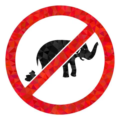 Stop Elephant Shit Polygonal Icon Stock Illustration