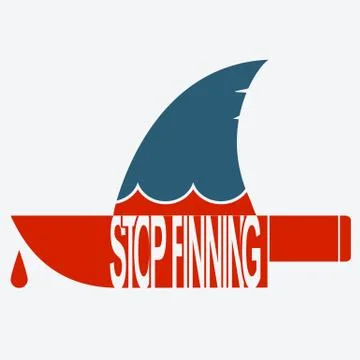 Stop finning.vector symbol of safe sharks Stock Illustration