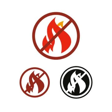 Stop fire and no flame vector icon Stock Illustration