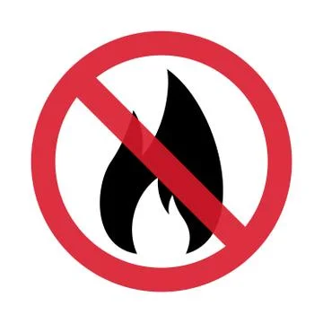 STOP fire flame icon. Fire hot flames vector sign isolated on white backgroun Illustrazione stock