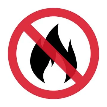 STOP fire flame icon. Fire hot flames vector sign isolated on white backgroun Illustrazione stock
