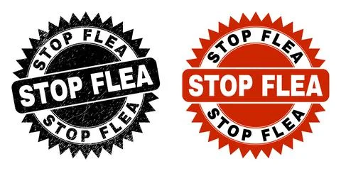 STOP FLEA Black Rosette Stamp with Unclean Style Stock Illustration
