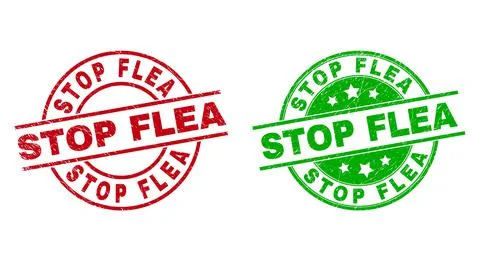 STOP FLEA Round Seals Using Corroded Texture Stock Illustration