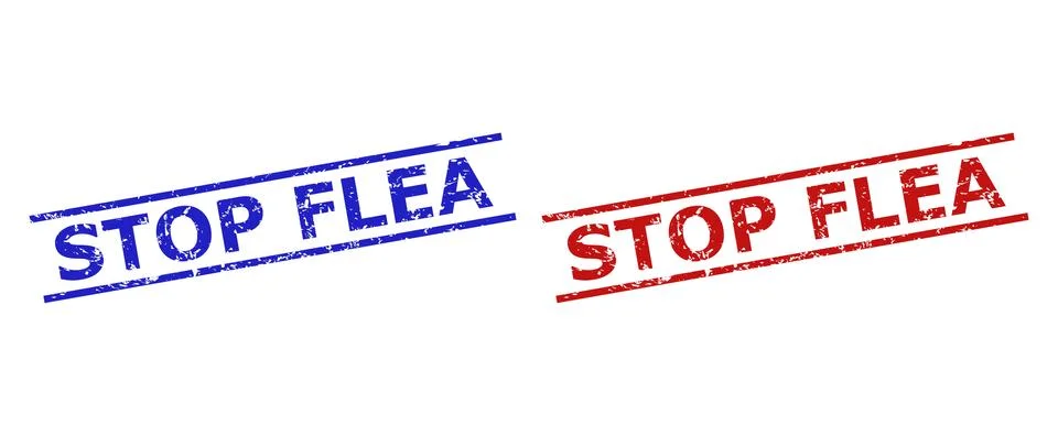 STOP FLEA Stamps with Corroded Texture and Parallel Lines 스톡 일러스트