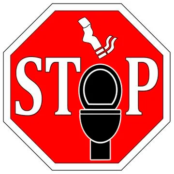 Stop flushing cigarette butts Stock Illustration
